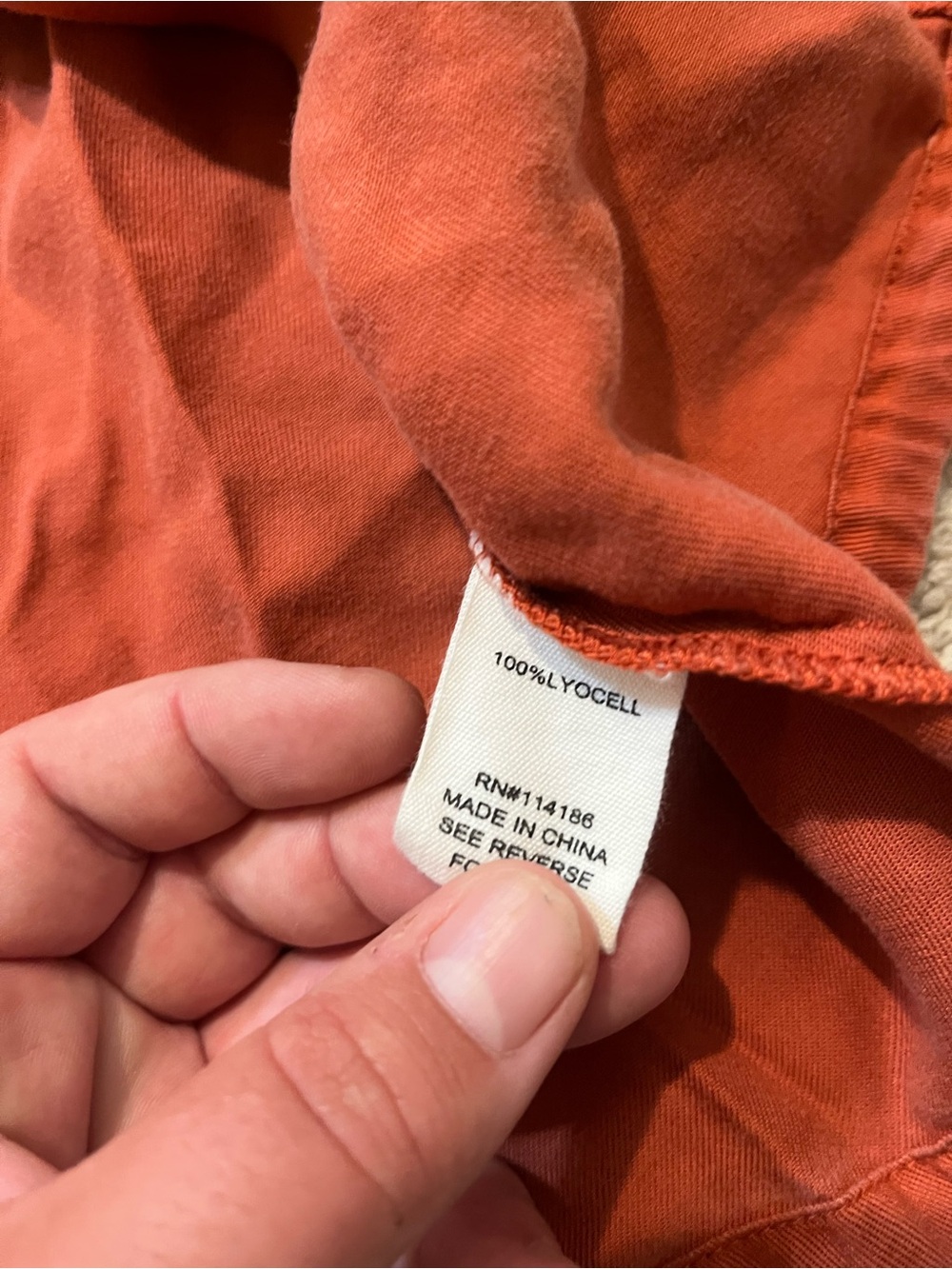 Rust Short-Sleeve Button Front Utility Blouse - Picture 7 of 10